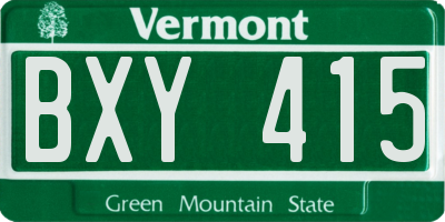 VT license plate BXY415