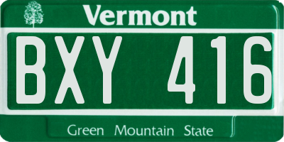 VT license plate BXY416