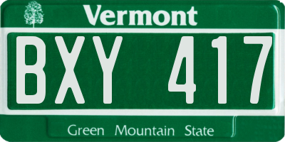 VT license plate BXY417