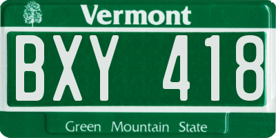 VT license plate BXY418