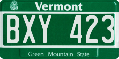 VT license plate BXY423