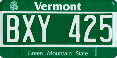 VT license plate BXY425