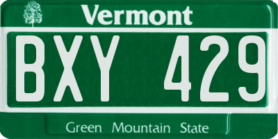VT license plate BXY429