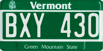 VT license plate BXY430