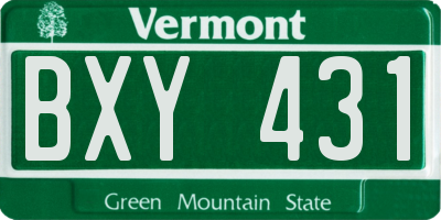 VT license plate BXY431