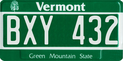 VT license plate BXY432