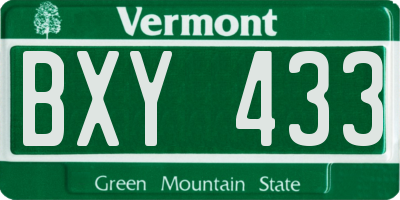 VT license plate BXY433