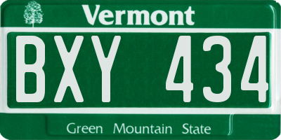 VT license plate BXY434