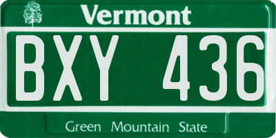 VT license plate BXY436
