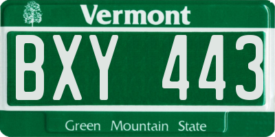 VT license plate BXY443