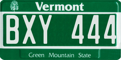 VT license plate BXY444