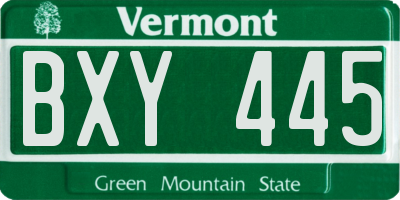 VT license plate BXY445