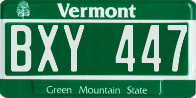 VT license plate BXY447