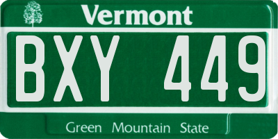 VT license plate BXY449