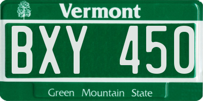 VT license plate BXY450