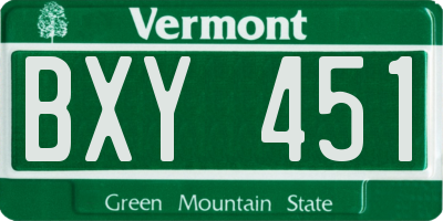 VT license plate BXY451