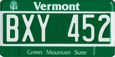 VT license plate BXY452