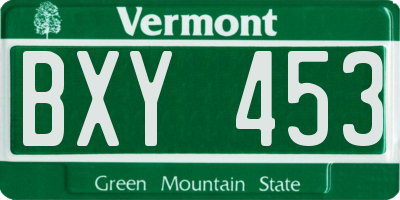 VT license plate BXY453