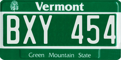 VT license plate BXY454