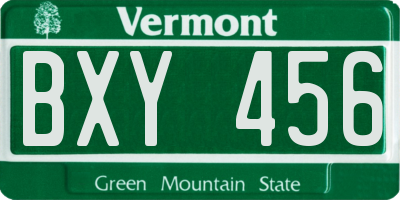 VT license plate BXY456