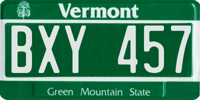 VT license plate BXY457