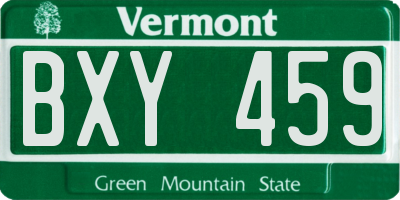 VT license plate BXY459