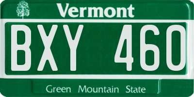 VT license plate BXY460