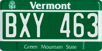 VT license plate BXY463