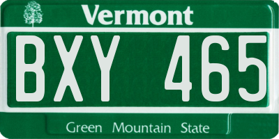 VT license plate BXY465