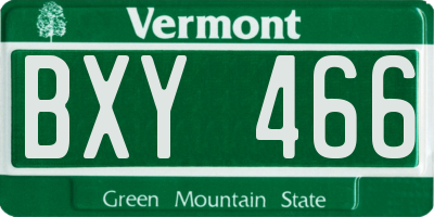 VT license plate BXY466