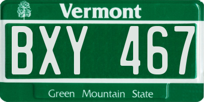 VT license plate BXY467
