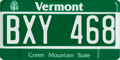 VT license plate BXY468