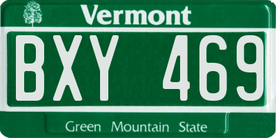 VT license plate BXY469