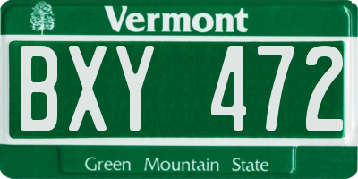 VT license plate BXY472