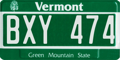 VT license plate BXY474