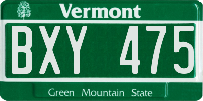 VT license plate BXY475