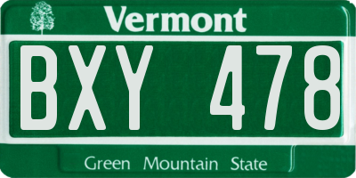 VT license plate BXY478