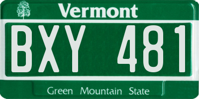 VT license plate BXY481