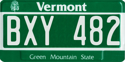 VT license plate BXY482