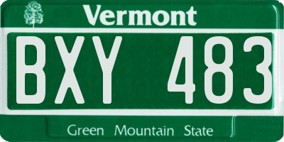 VT license plate BXY483