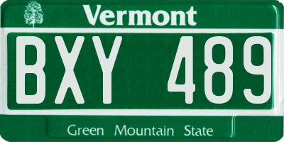 VT license plate BXY489
