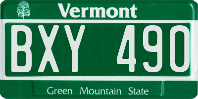VT license plate BXY490