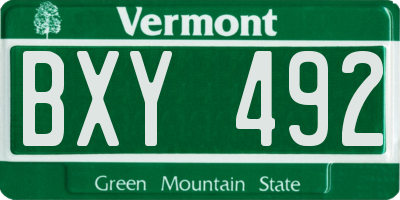 VT license plate BXY492