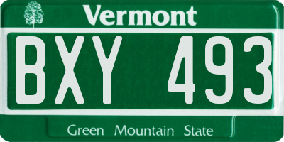 VT license plate BXY493