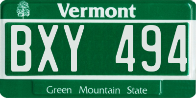 VT license plate BXY494