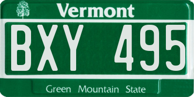 VT license plate BXY495