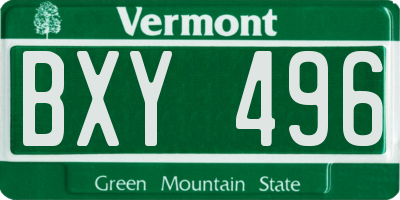 VT license plate BXY496