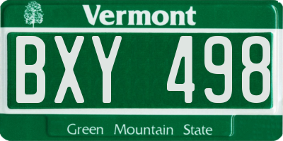 VT license plate BXY498