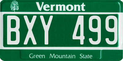 VT license plate BXY499