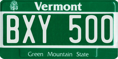 VT license plate BXY500